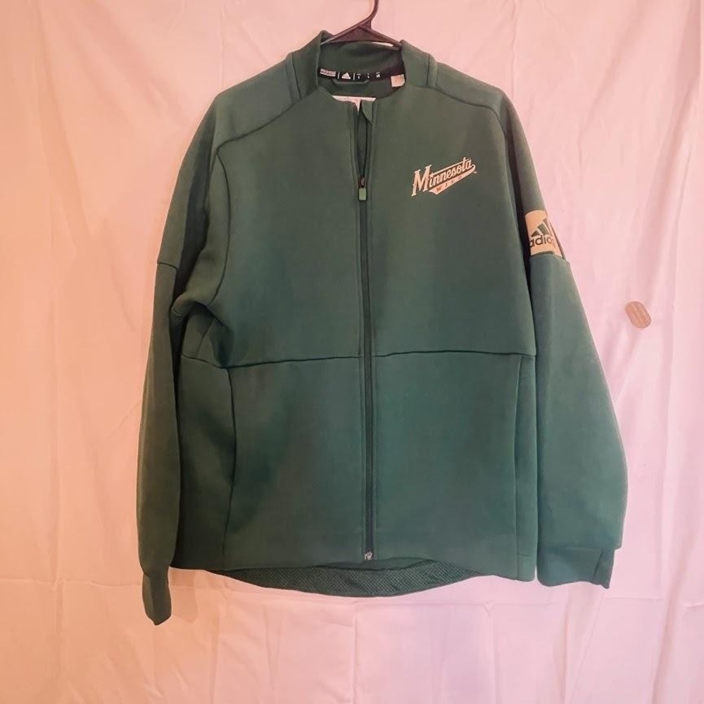 Minnesota Wild Jacket Mens Large‎ Green NHL Hockey Zip Coat Adidas Pockets Logo